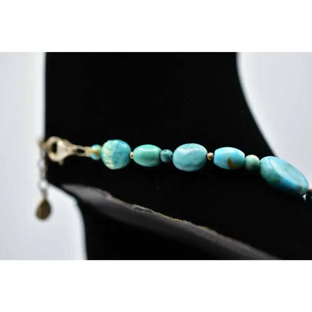 Barse Sterling Silver Necklace 925 Howlite Turquoise Beaded Collar Signed Bin7